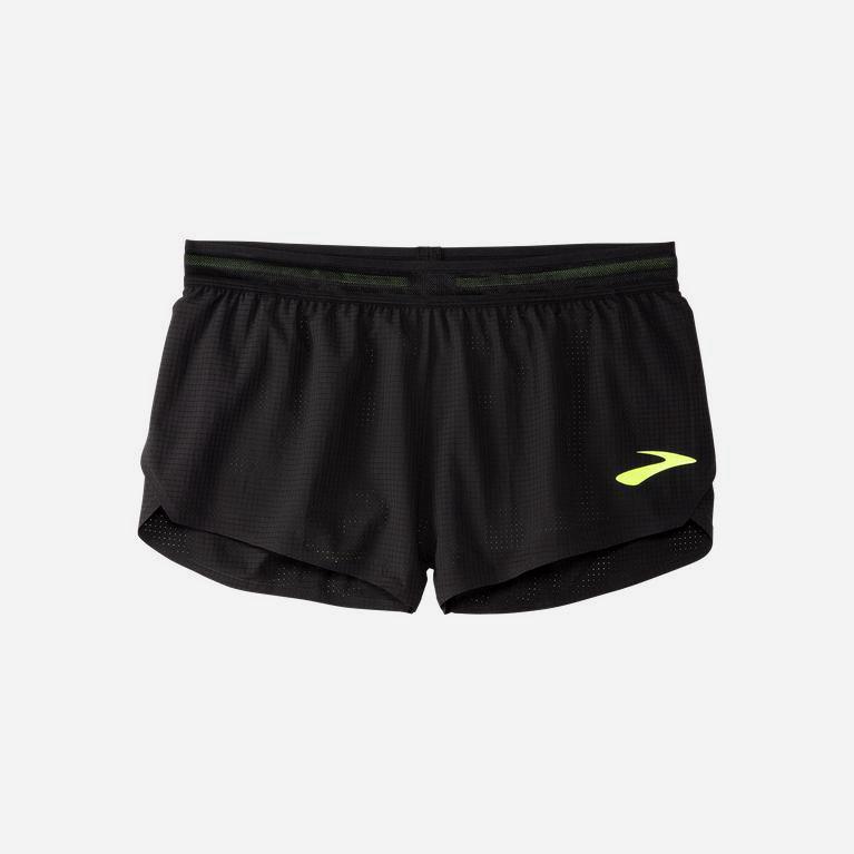 Brooks Women's Elite 2 Split Running Shorts Singapore - Black/Nightlife/GreenYellow (90832-POTV)